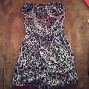 Black and white floral romper