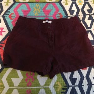 Ann Taylor Loft burgundy linen shorts size 6