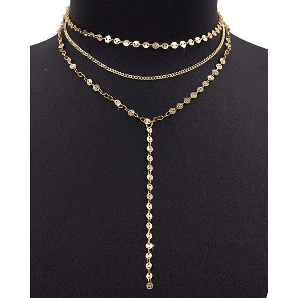 NEW Thin Layered Gold Sequins Coin Choker Necklace - Picture 2 of 4