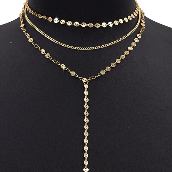 NEW Thin Layered Gold Sequins Coin Choker Necklace - Picture 3 of 4