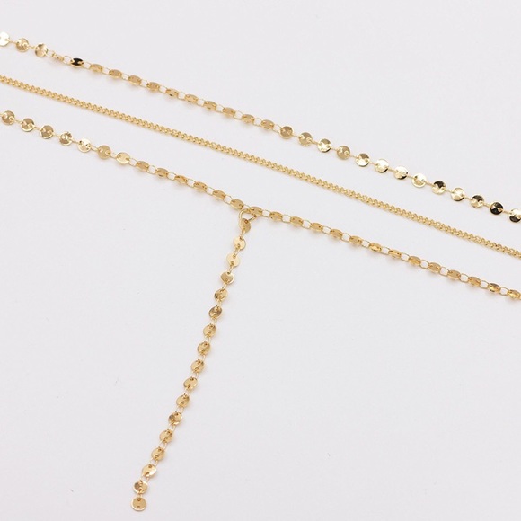 NEW Thin Layered Gold Sequins Coin Choker Necklace - Picture 4 of 4