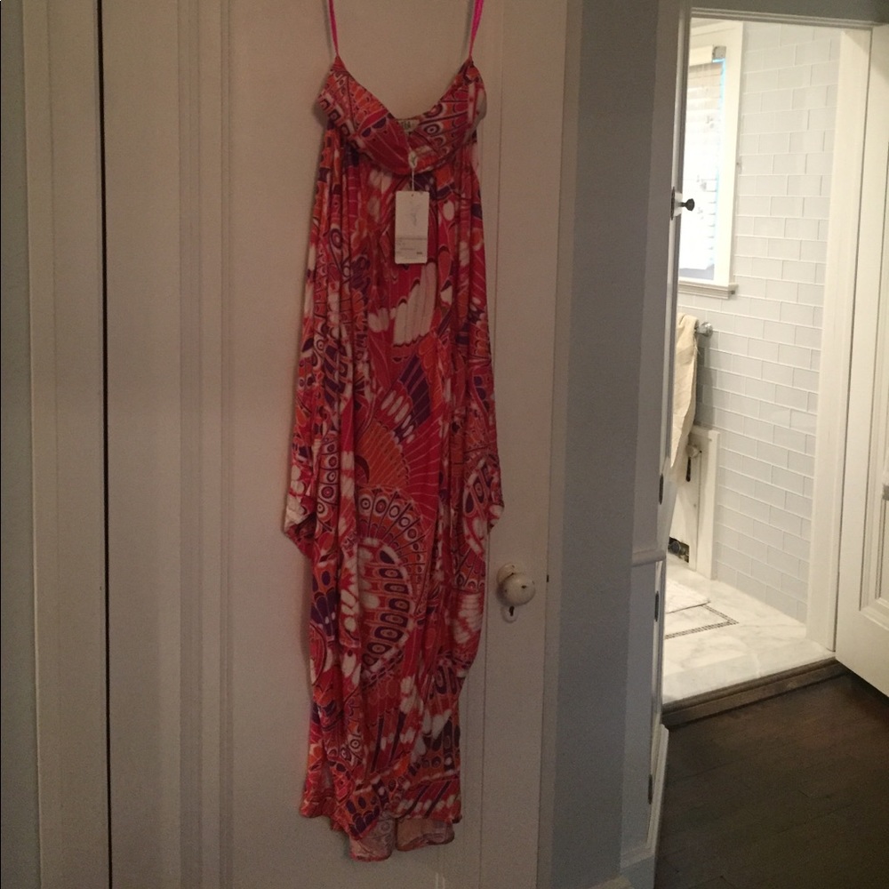 Strapless Tibi asymmetrical hem maxi dress