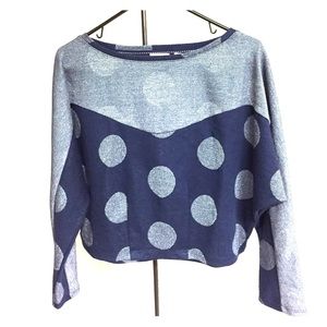 Anthropologie blue and silver crop top. Anthropologie blue and silver crop top.