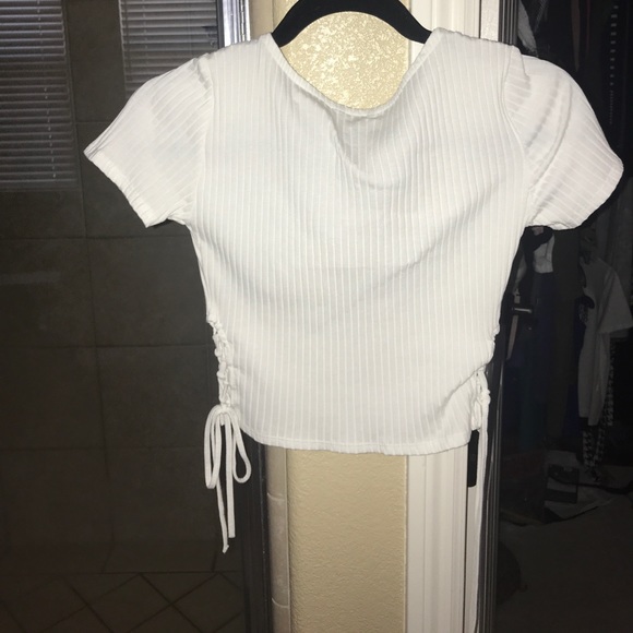 White lace up side ribbed crop top - Picture 3 of 3