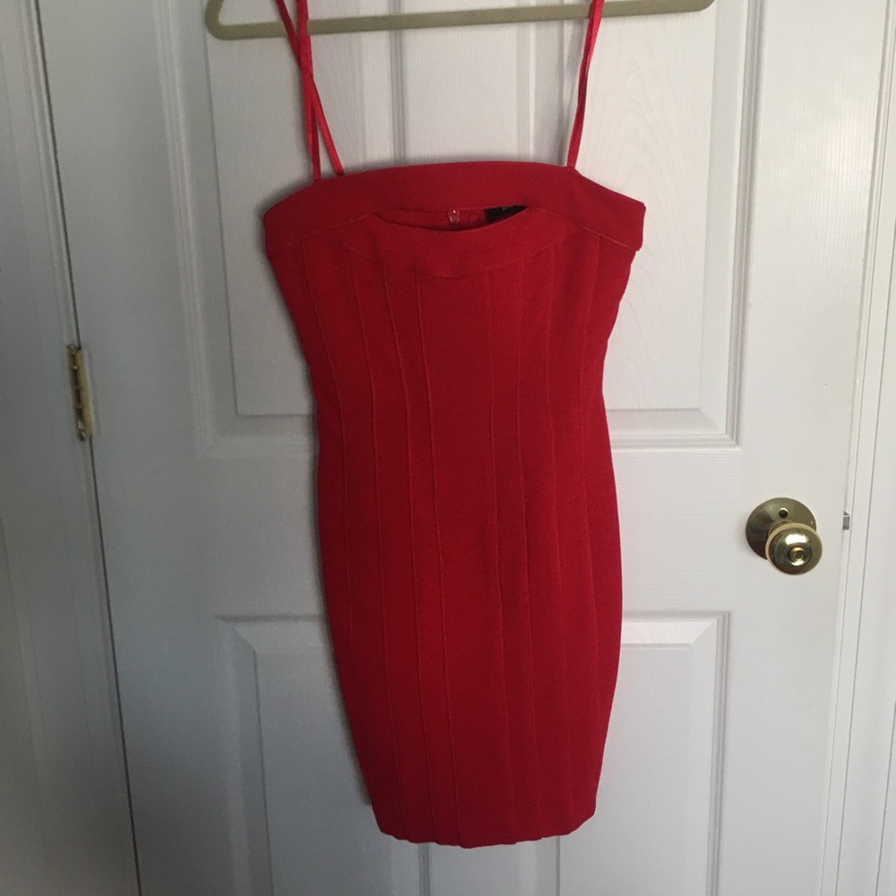 Strapless Keyhole Red BCBG Dress