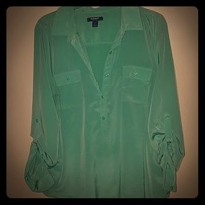 Mint 3/4 Button Up Blouse
