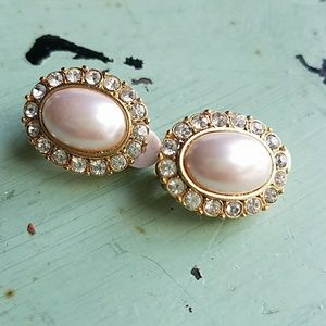 Vintage style Pearl and CZ Clip-ons