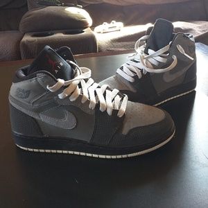 Nike air jordan two tone gray and black..