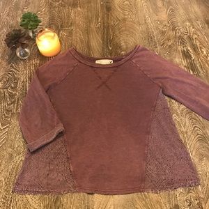 Vintage Havana Purple Sweater with Lace Detail