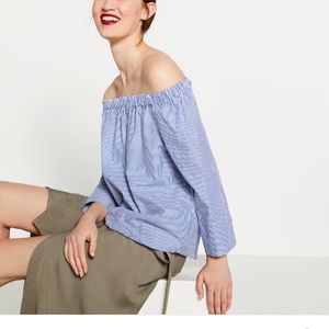 Zara off the shoulder stripe top