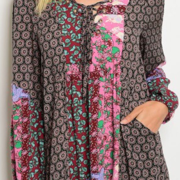 Vintage Print Patch Work Tunic Dress - Picture 3 of 4