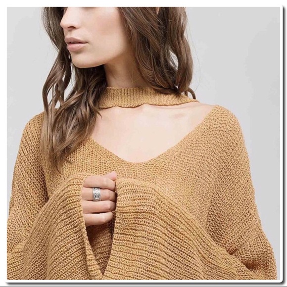 Sweaters - Oversized Halter Neck Knit Sweater Top