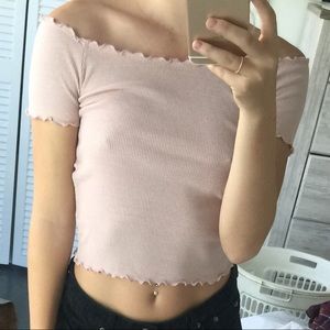 Pink Ruffle off the shoulder top