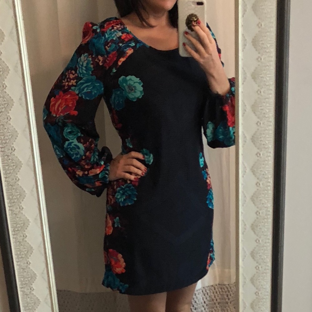 Long Sleeve Floral Print Dress