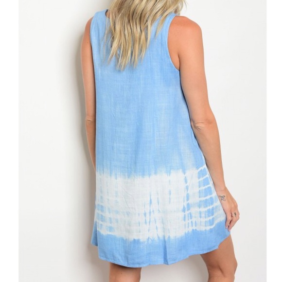 Sky Blue Tie Dye Shift Dress - Picture 2 of 2