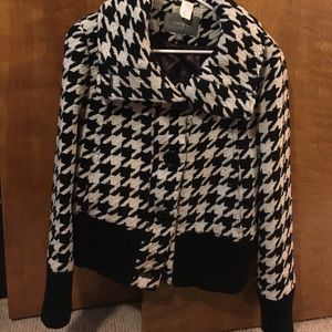 White and black wool coat