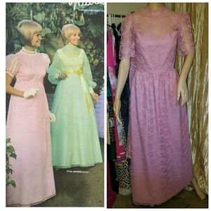 Authentic 1960s lace covered maxi dress Authentic 1960s lace covered maxi dress