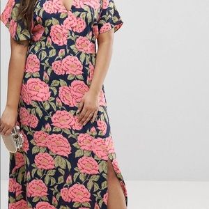 *NWT* Asos curve navy floral kimono maxi dress