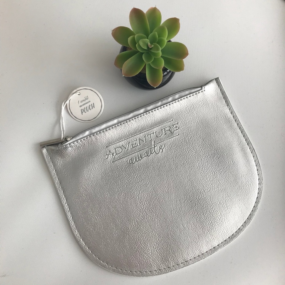 🆕 Silver Metallic Cosmetic Bag