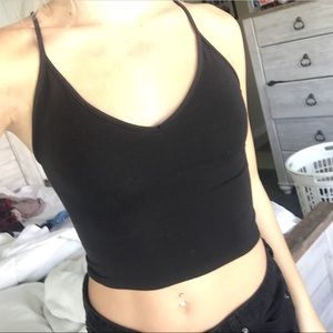 Black V-neck tank top