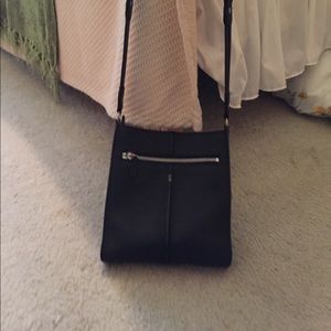 Black leather crossbody purse