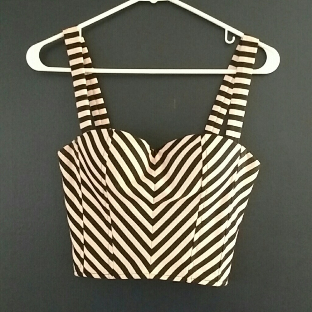 Charlotte Russe Corset / Crop top baby pink stripe