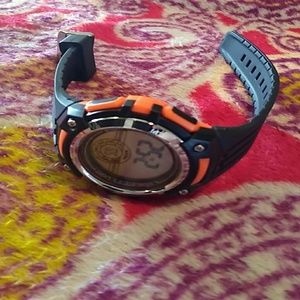 Orange and black watch