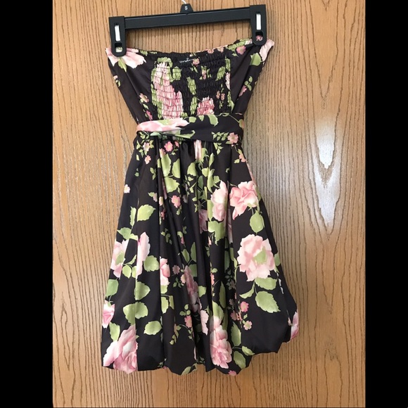 Floral Strapless Silk Dress M International Brasil - Picture 2 of 3