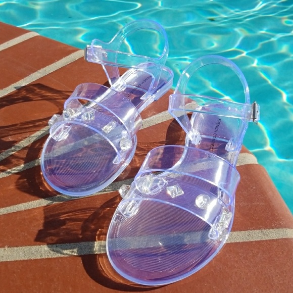 French Connection Shoes - French Connection Jelly Sandals Clear Jewell Accen