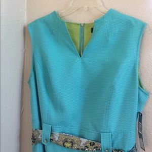Tahari blue dress nwt size 14 scarf belt