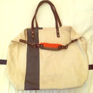 J Crew striped canvas tote