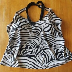 Jaclyn Smith Zebra Print Halter Tankini Top 18W
