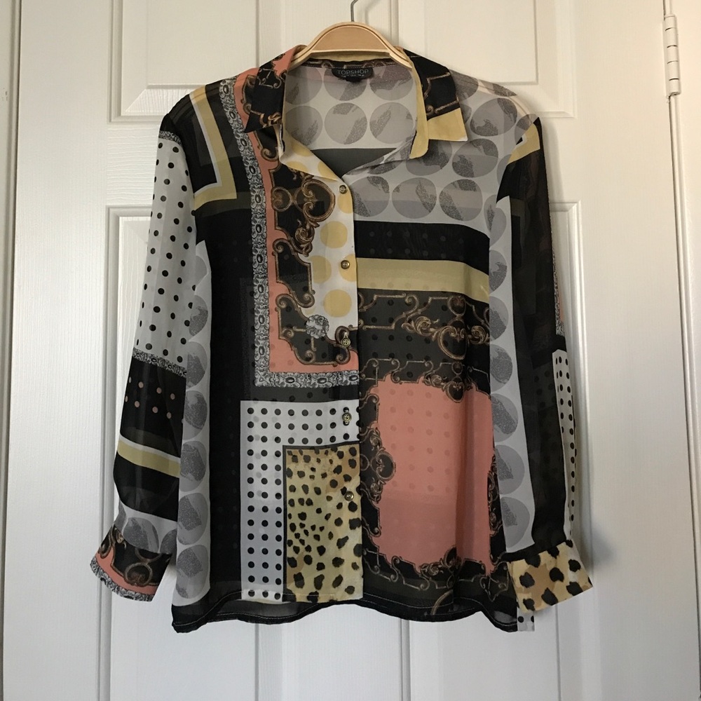 Topshop sheer print blouse