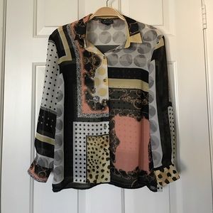 Topshop sheer print blouse