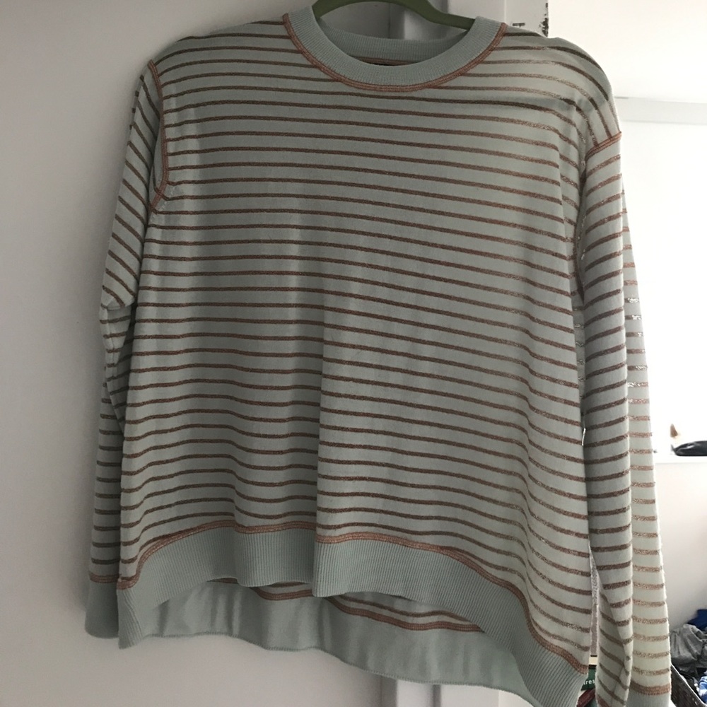 JCrew Mint green and gold sweater
