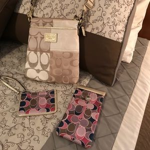 Coach bag w/ matching wallet and eye glass case
