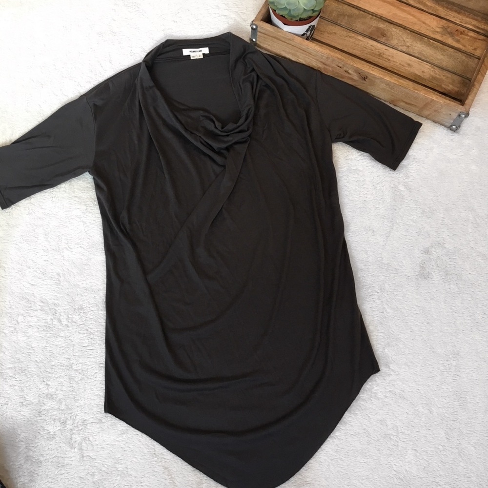 Helmut Lang Drape Cowl Neck Silk Blouse