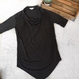 Helmut Lang Drape Cowl Neck Silk Blouse