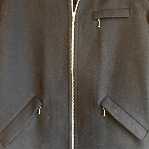 JOFELD DK BLUE LINED WOOL COAT W FAUX FUR COLLAR L - Picture 5 of 8