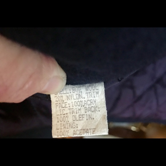 JOFELD DK BLUE LINED WOOL COAT W FAUX FUR COLLAR L - Picture 7 of 8