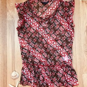 Brown and red sheer tank