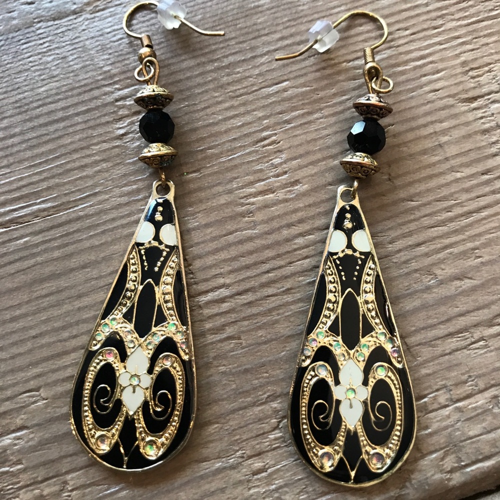 Black onyx handmade drop earrings