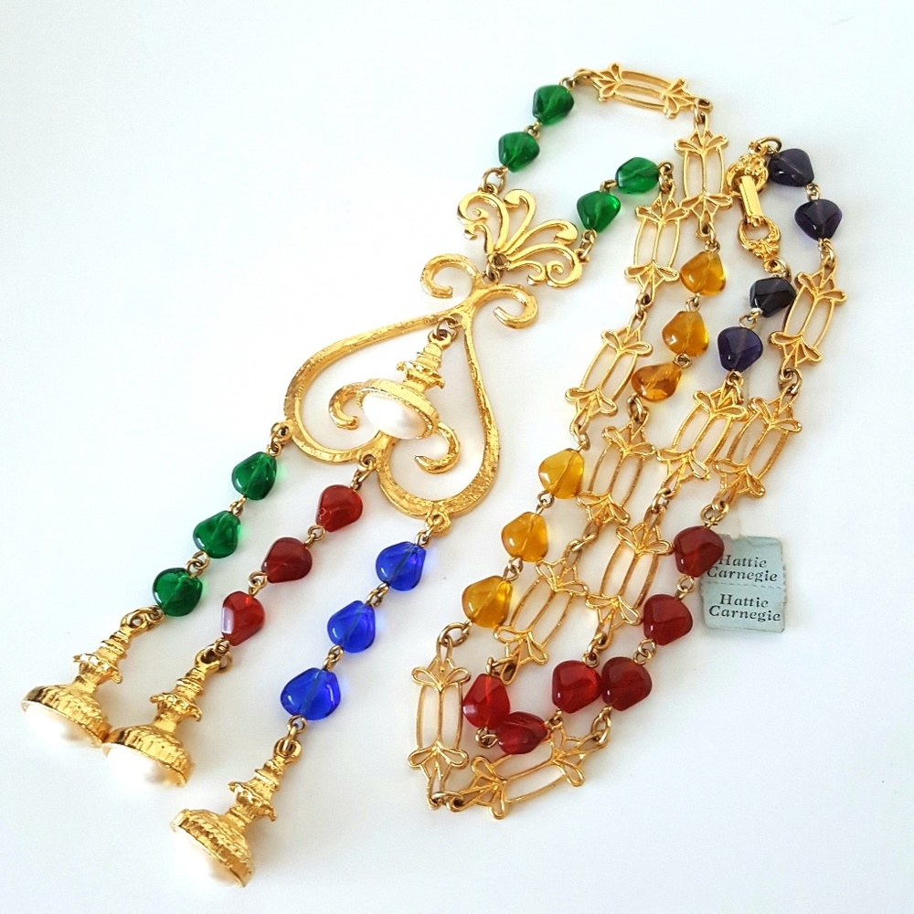 Vintage HATTIE CARNEGIE Art Glass Necklace Jewelry