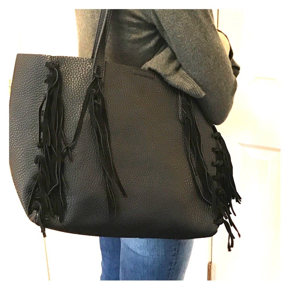 Black tote with tassels