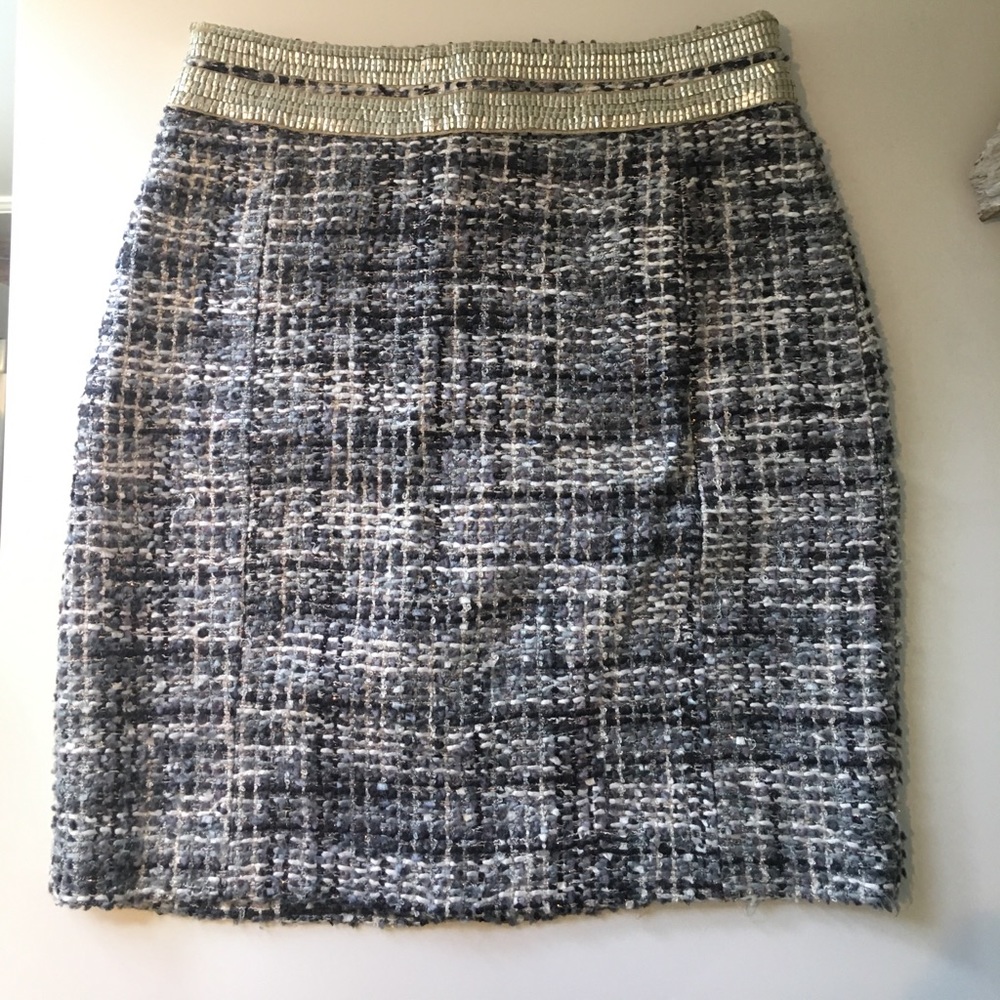 Tory Burch tweed with metallic thread skirt