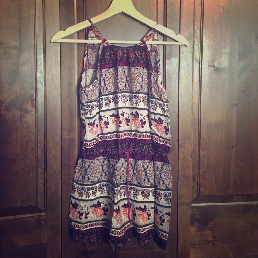 Purple floral romper