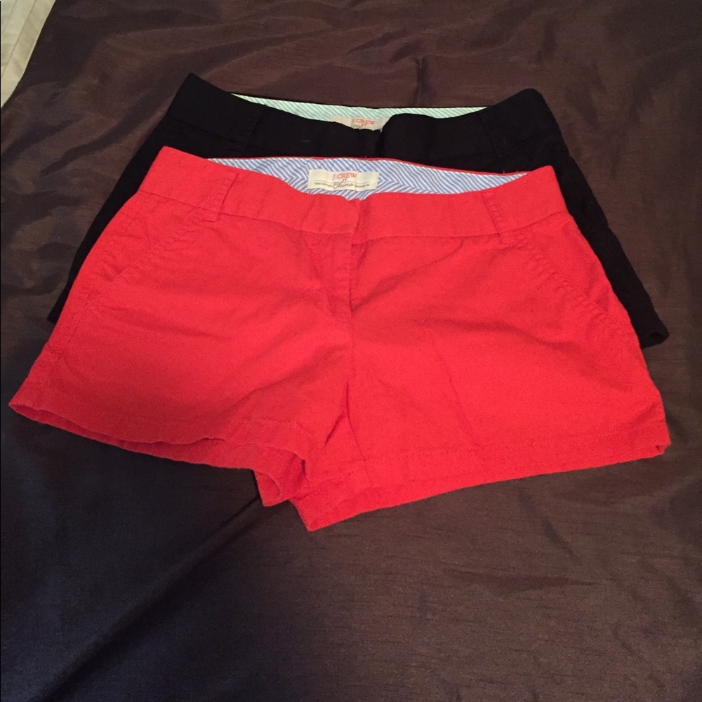2 Pairs of Jcrew chino shorts (black and red)