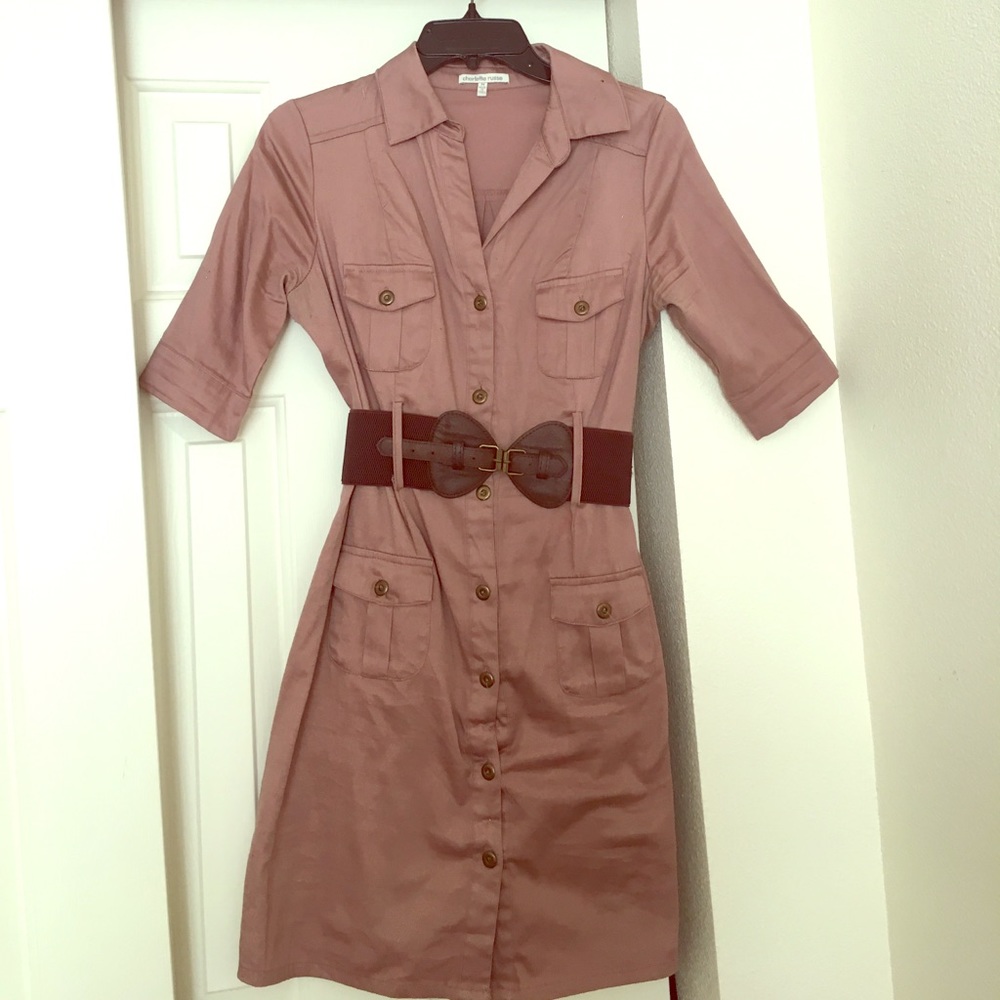 Rose color shirt dress