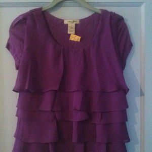 VERTIGO~PARIS - PURPLE RUFFLE LAYER TOP**NWT**