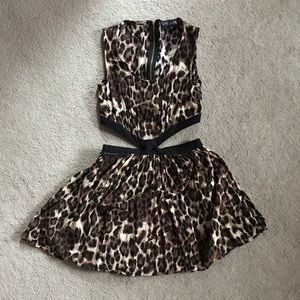 Leopard print cut out dress